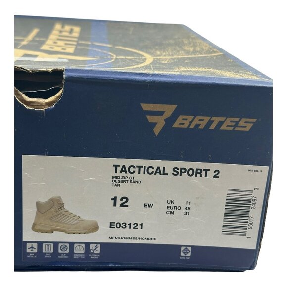 Mens Bates Tactical Sport 2 Mid Zip CT Desert Sand Tan 12 US SZ. EO2131 With Box - Picture 5 of 15